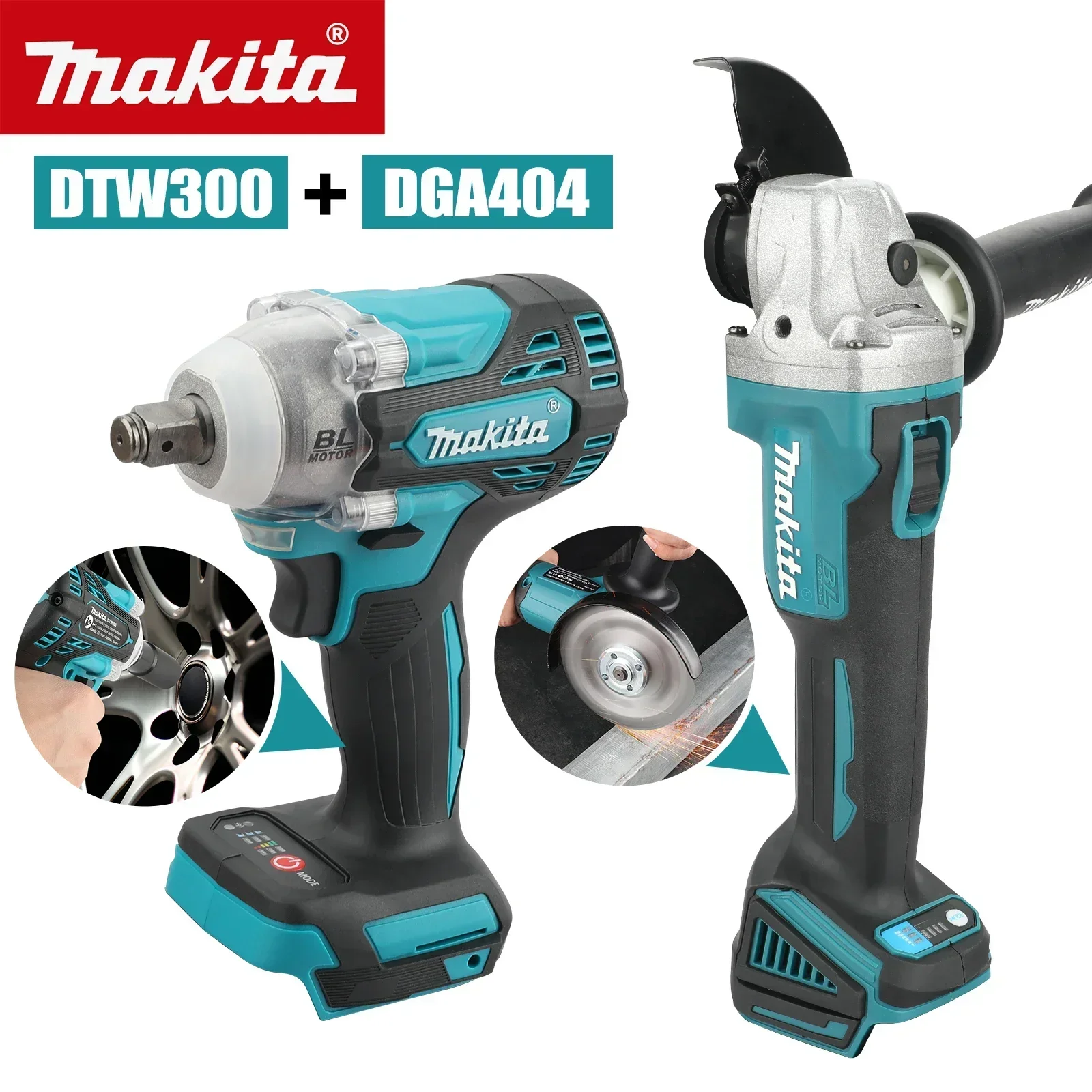 Makita Drill Dtw300 - マキタDTW300またはDGA404コンボ：18V、580Nmのインパクトレンチ（3800RPM）、680Wのアングルグラインダー（125mmホイール）－修理用マルチツールキット
